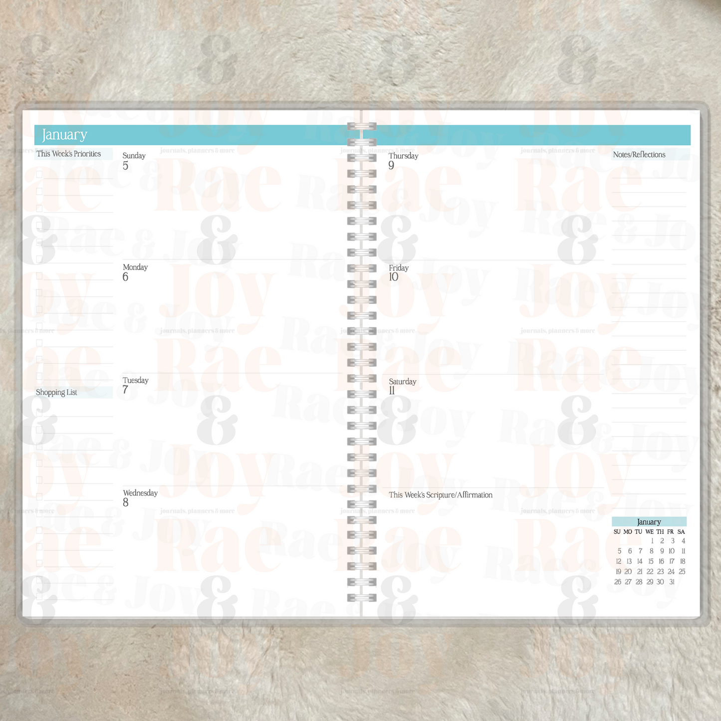 2025 Weekly ’I Am’ Planner With Affirmations & Scripture – Teal Olive Or Rose Journals/Planners