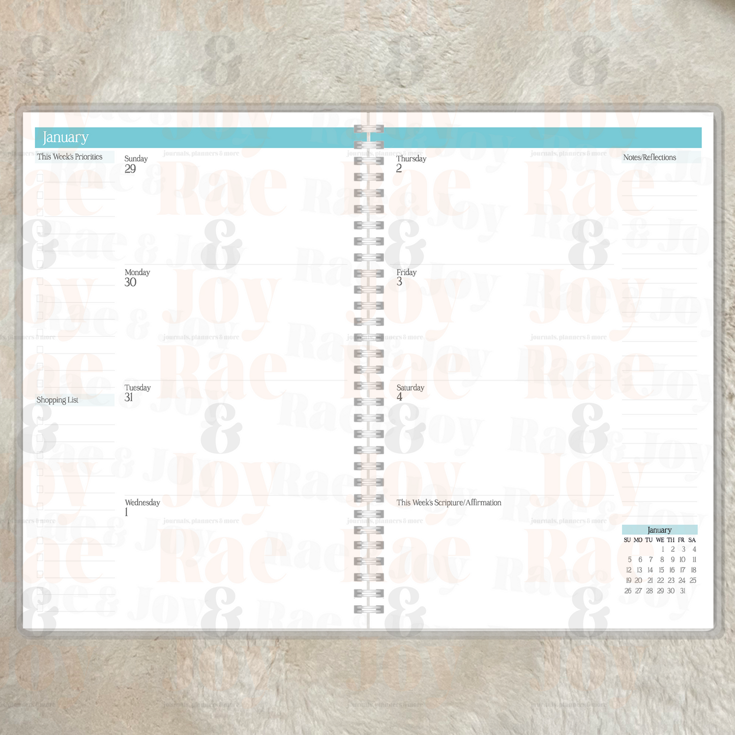 2025 Weekly ’I Am’ Planner With Affirmations & Scripture – Teal Olive Or Rose Journals/Planners