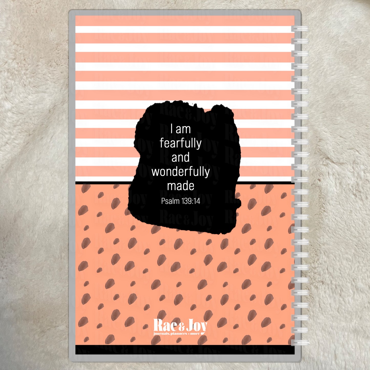 Fearfully and Wonderfully Made - Personalized Lined Journal with Stylish Cover, 125 Pages, Psalm 139:14, Laminated, 4 Options - Rae & Joy Journals, Planners & More