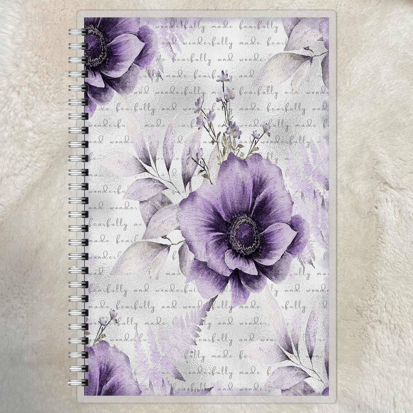 Fearfully and Wonderfully Made Lined Journal & 2025 Monthly Planner - Purple Floral Design