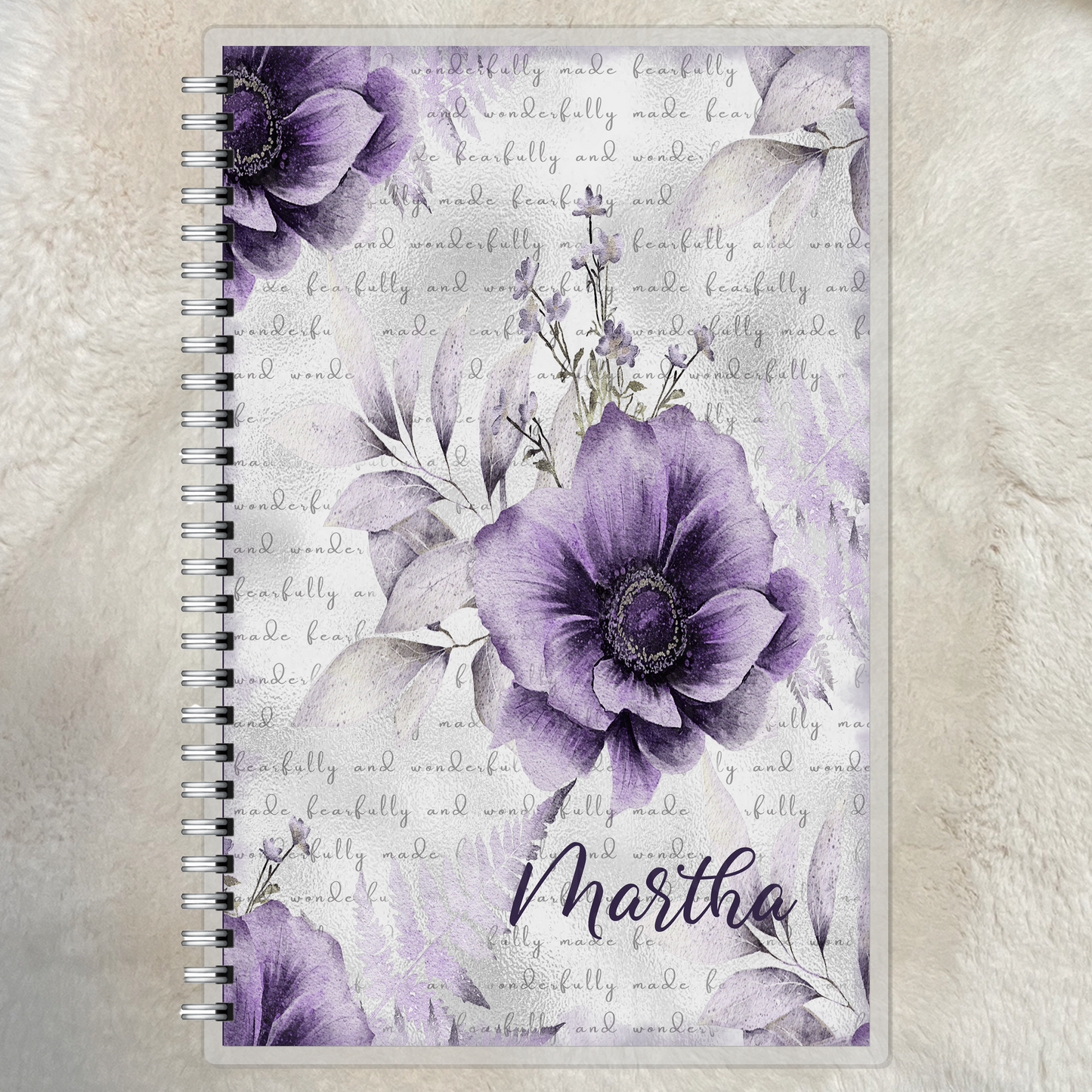 Fearfully and Wonderfully Made Lined Journal & 2025 Monthly Planner - Purple Floral Design