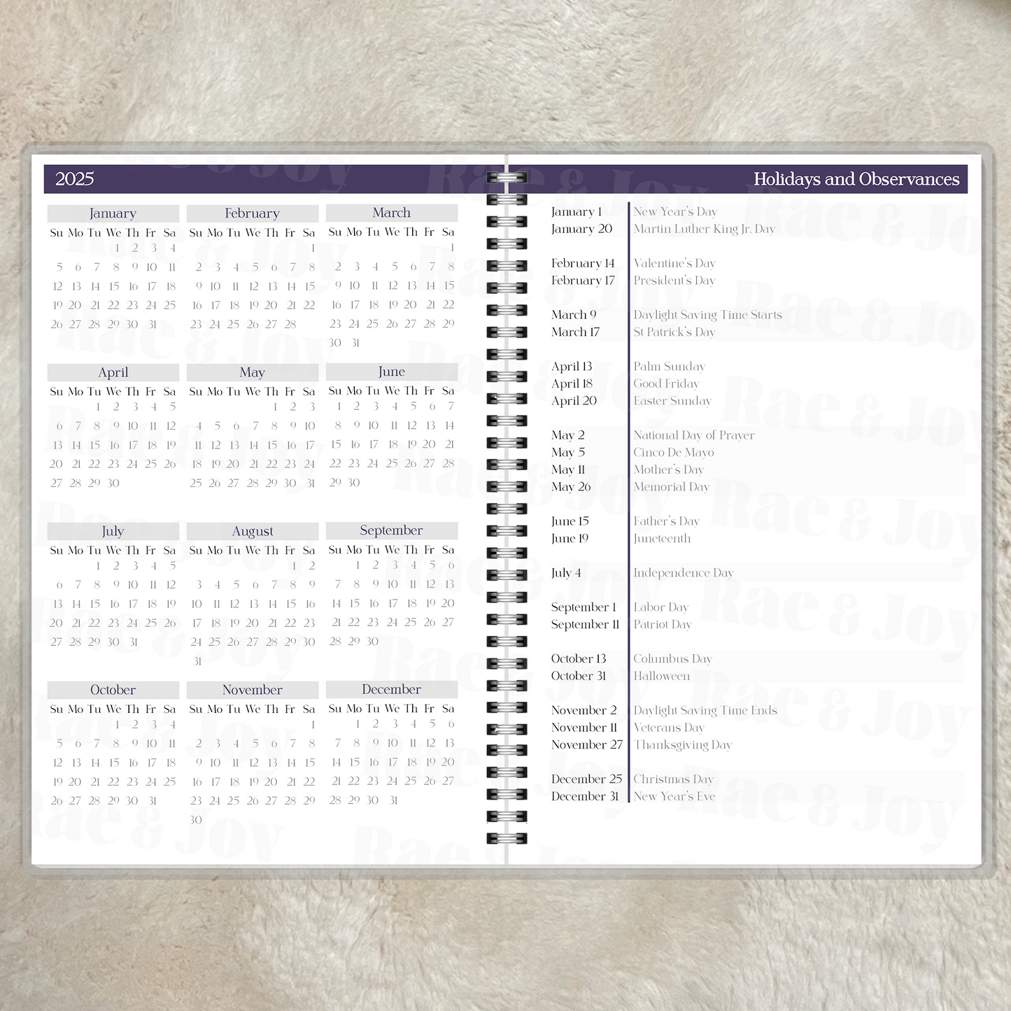 Fearfully and Wonderfully Made Lined Journal & 2025 Monthly Planner - Purple Floral Design