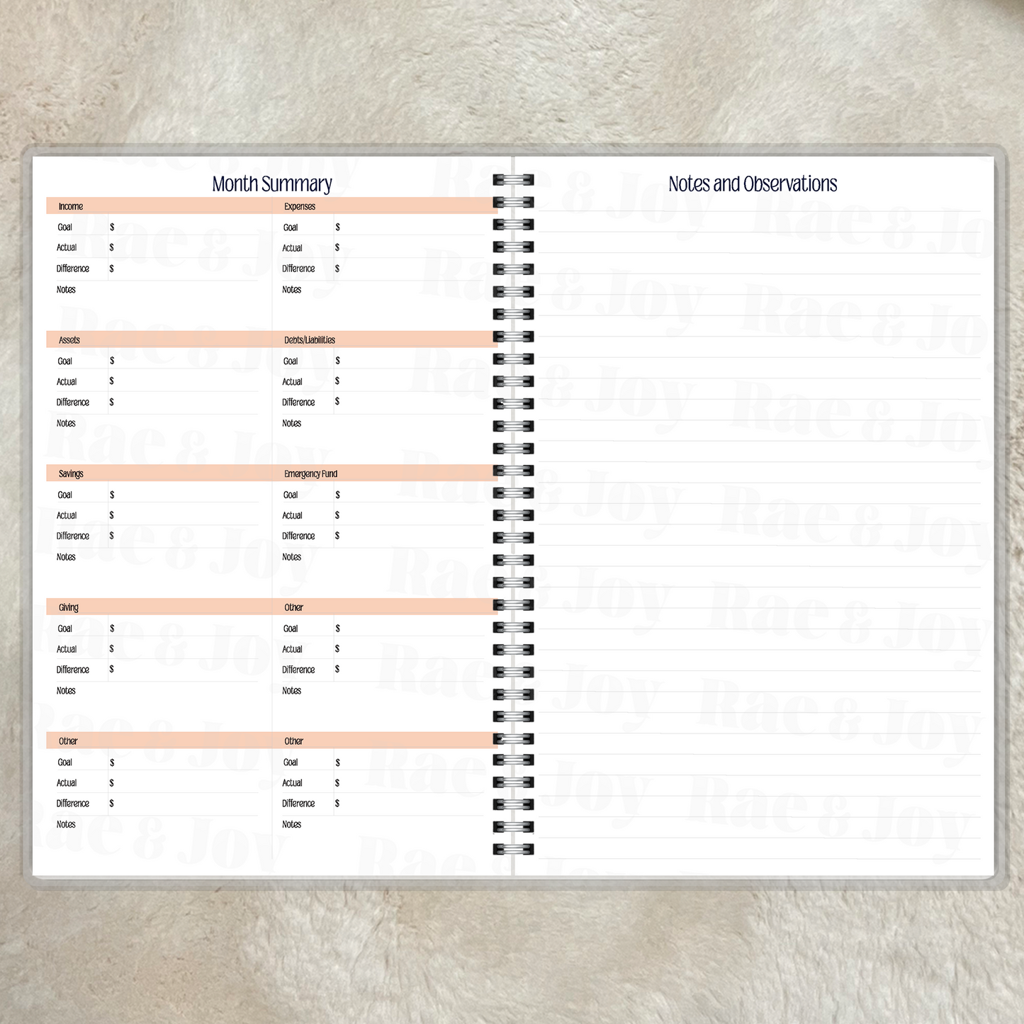 Blessed & Budgeted Financial Planner | 8.5x11 Budget & Spending Tracker