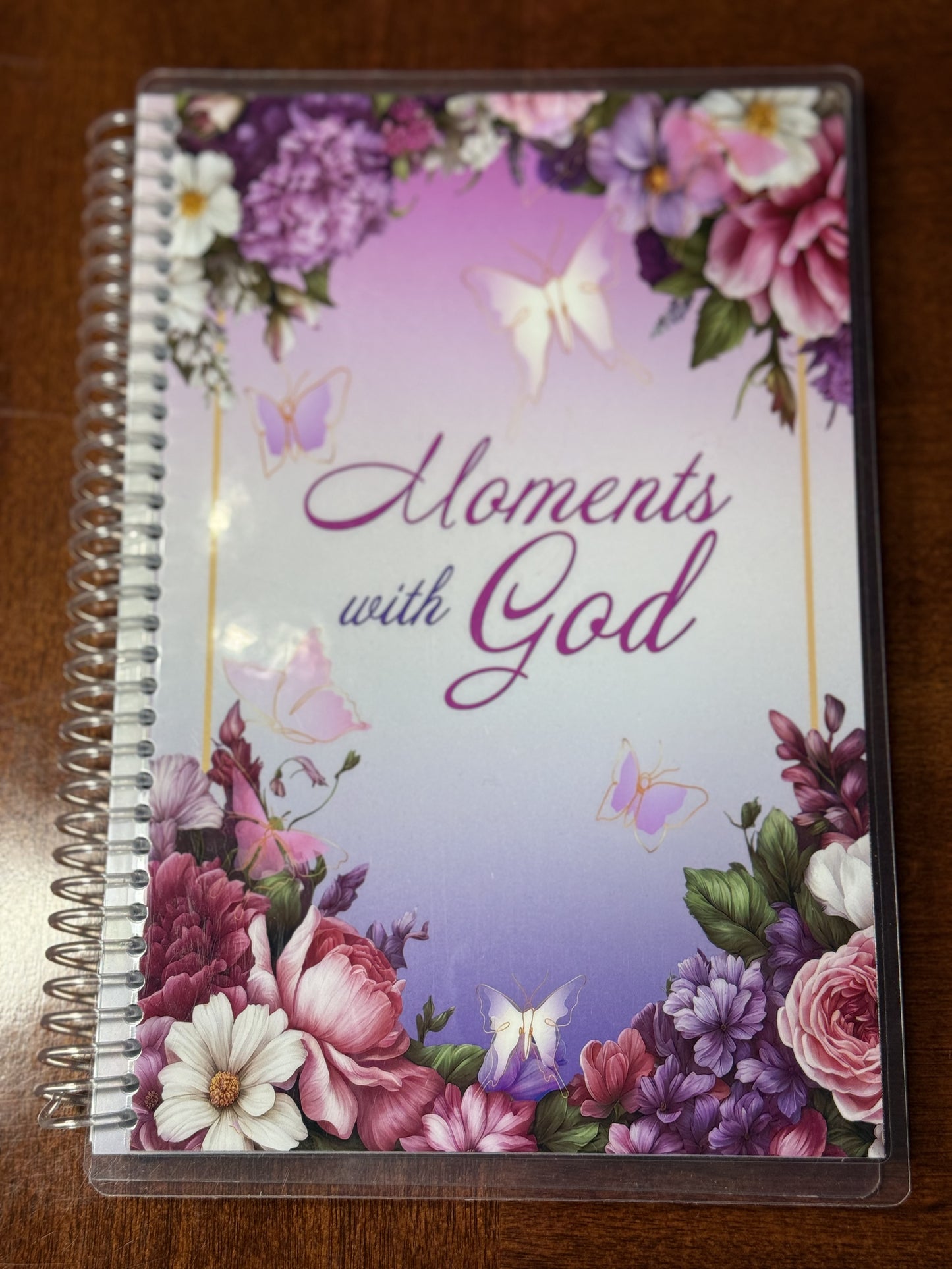 SALE - Moments with God Journal Pink and Purple Floral Butterflies 5.5x8.5”