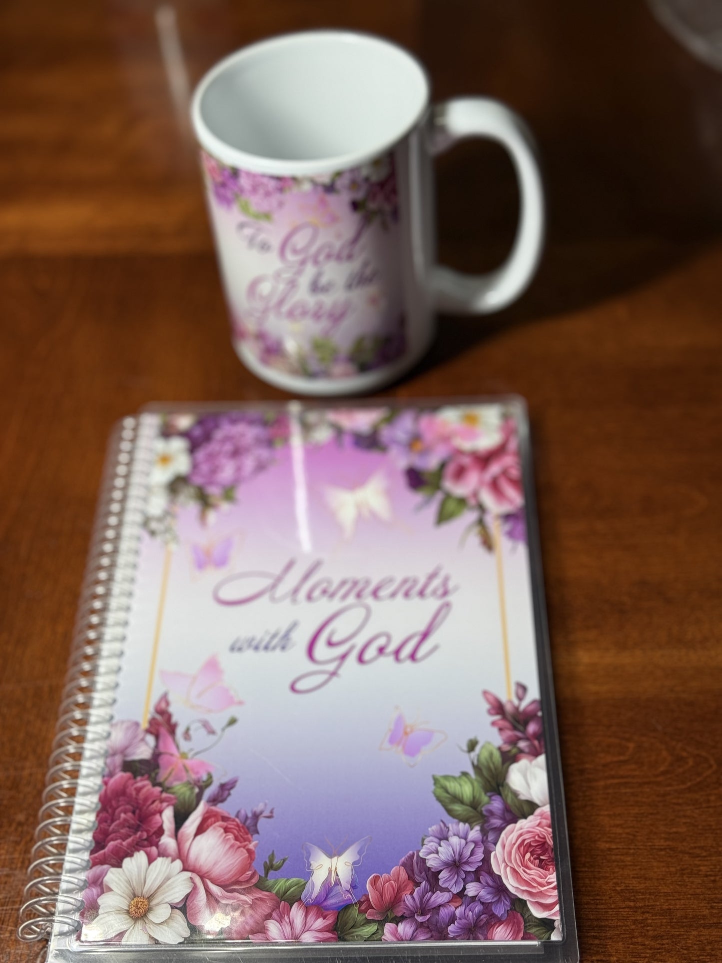 SALE - Moments with God Journal Pink and Purple Floral Butterflies 5.5x8.5”