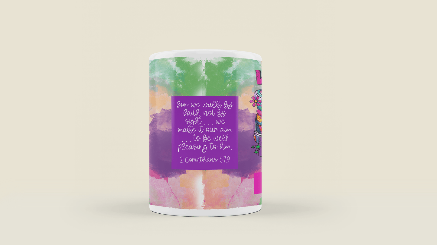 Personalized 'Walk by Faith, Not by Sight' Mug - 15 oz Ceramic, Custom Name - Rae & Joy Journals, Planners & More