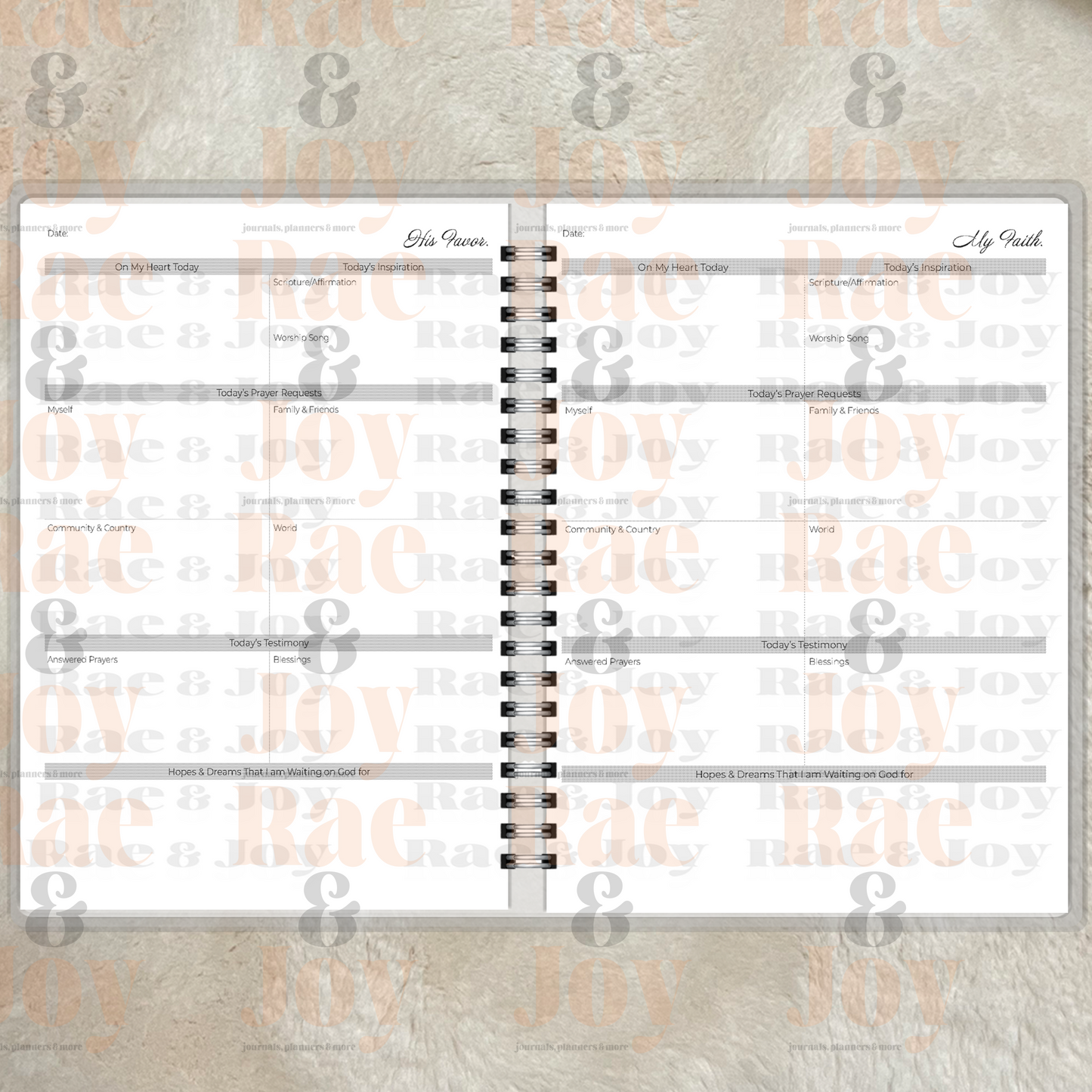 Faith and Favor Lined or Prayer Journal – Personalized Laminated Cover Journals/Planners