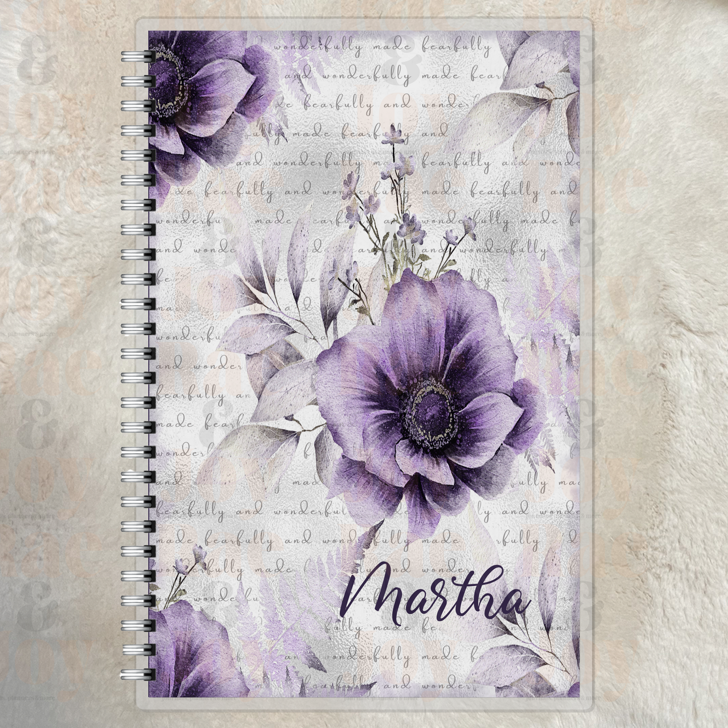 Fearfully and Wonderfully Made Purple Floral Journal or 2025-2026 Planner – Personalized Christian Gift for Women