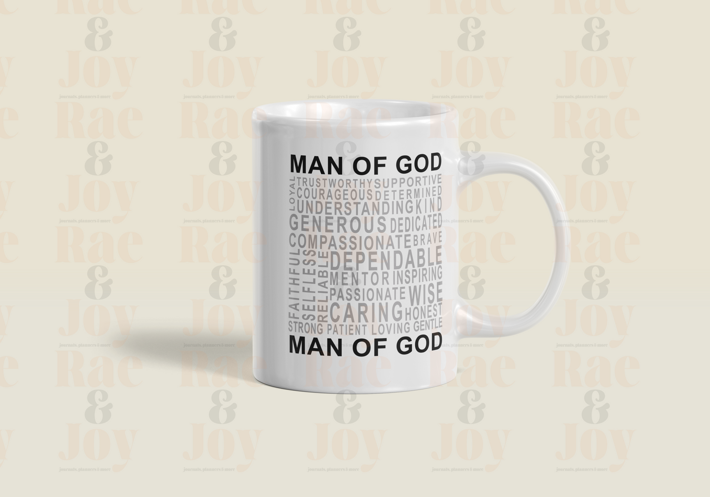 Man of God Christian Affirmation Mug – 15 oz Ceramic (Name or No Personalization) + Micah 6:8 Mug