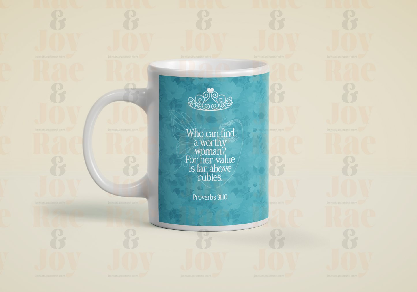 Personalized 15 Oz Ceramic Mug With Affirmations & Proverbs 31:10 Scripture
