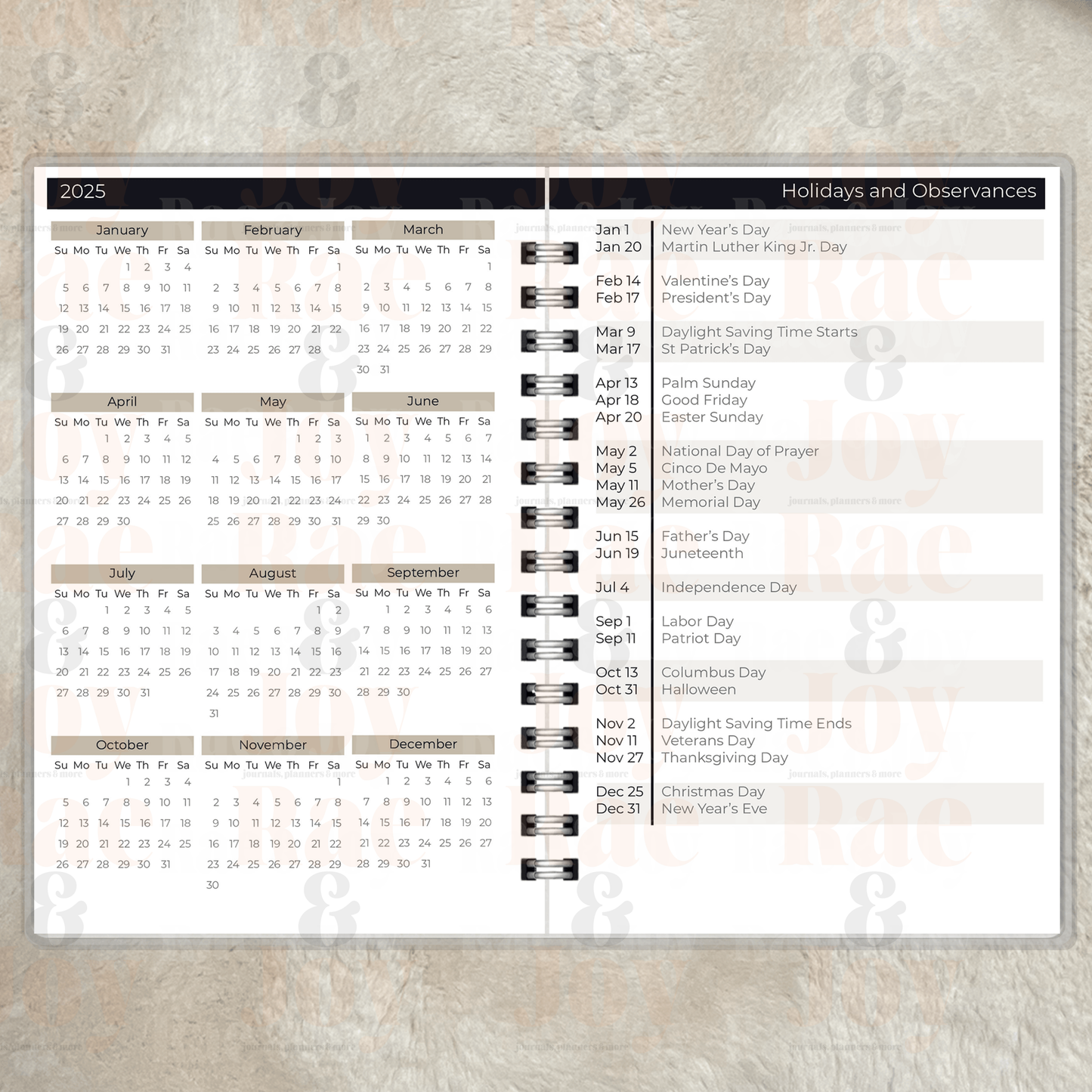 Personalized Mid-Year Planner 2024-2025 - Customizable Cover Options, Monthly Goals & Faith Reflections, Compact 5.5x8.5 - Rae & Joy Journals, Planners & More