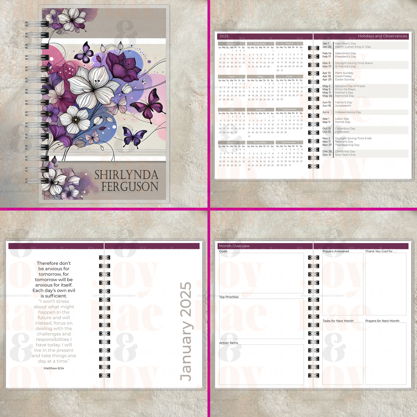 Personalized 2025 - Customizable Cover Options Monthly Goals & Faith Reflections Compact 5.5X8.5