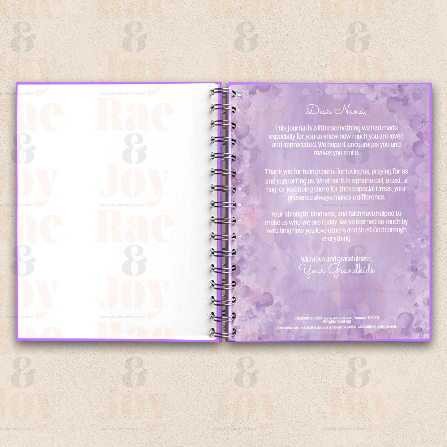 Personalized Blessed Cross Floral Journal – Mother’s Day Gift for Mom Nana Grandma Aunt – Custom with Kids’ Names –