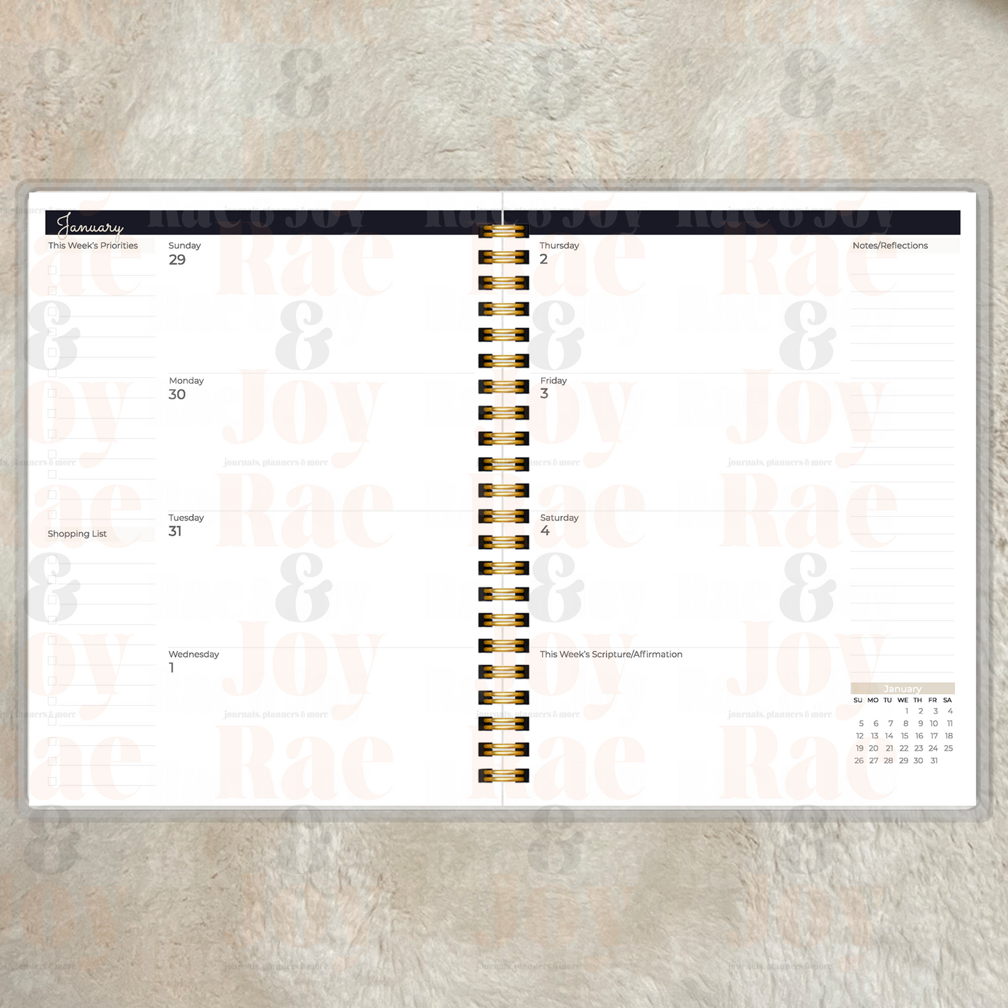 2025 Weekly Planner - Taupe Floral Design Scripture Dividers