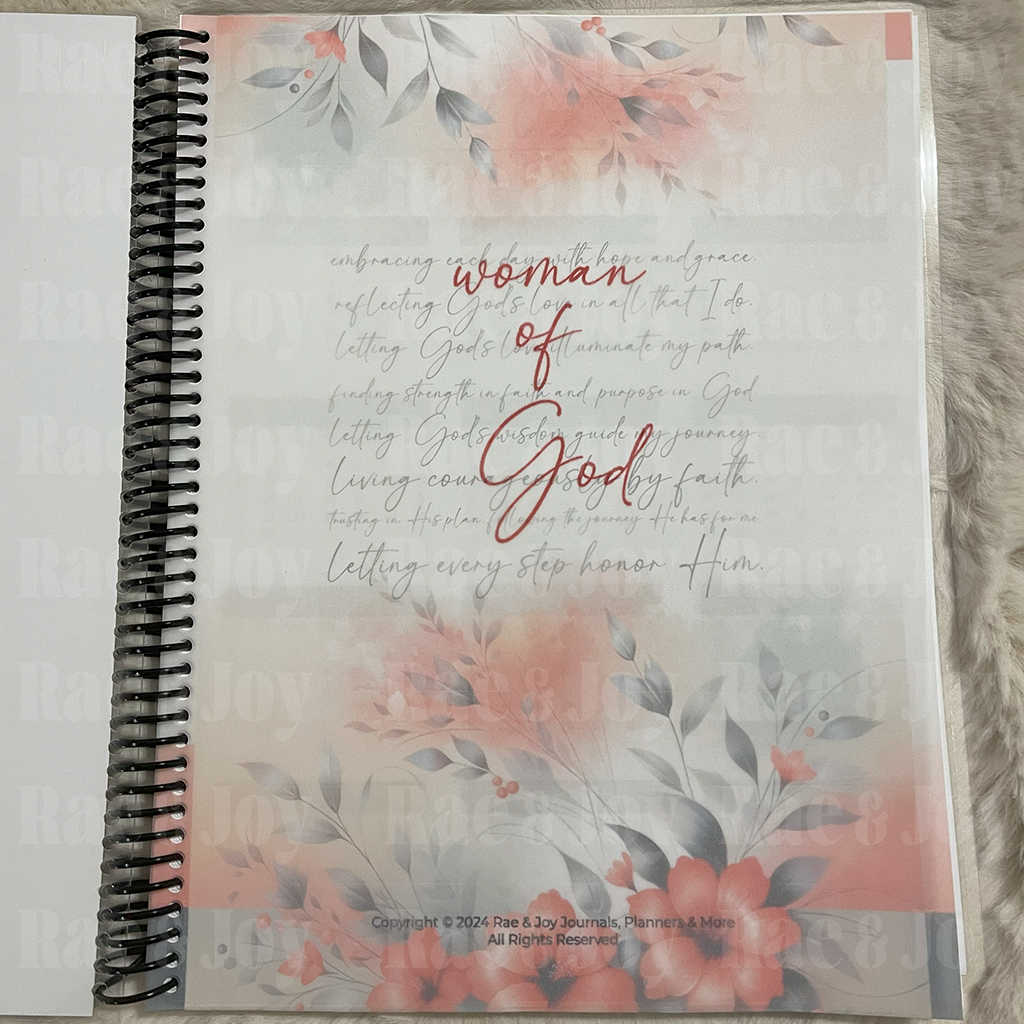 Proverbs 31 Woman 90-Day Undated Daily Planner – Prayer & Reflections, Task Scheduler, Laminated Floral Cover – Custom Name Option - Rae & Joy Journals, Planners & More