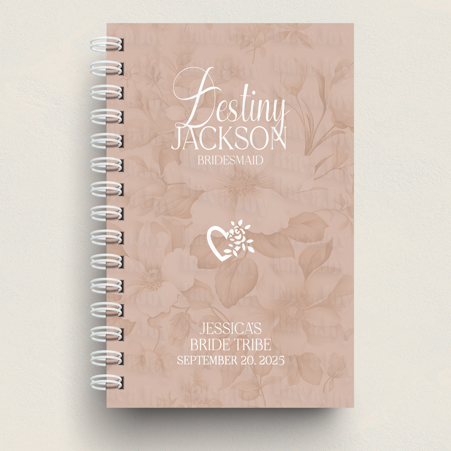 Custom Wedding Party Journal – Personalized Hardcover Gift for Bridesmaids, Maid of Honor, Mother of the Bride & More | Bridal Party Keepsake Beige