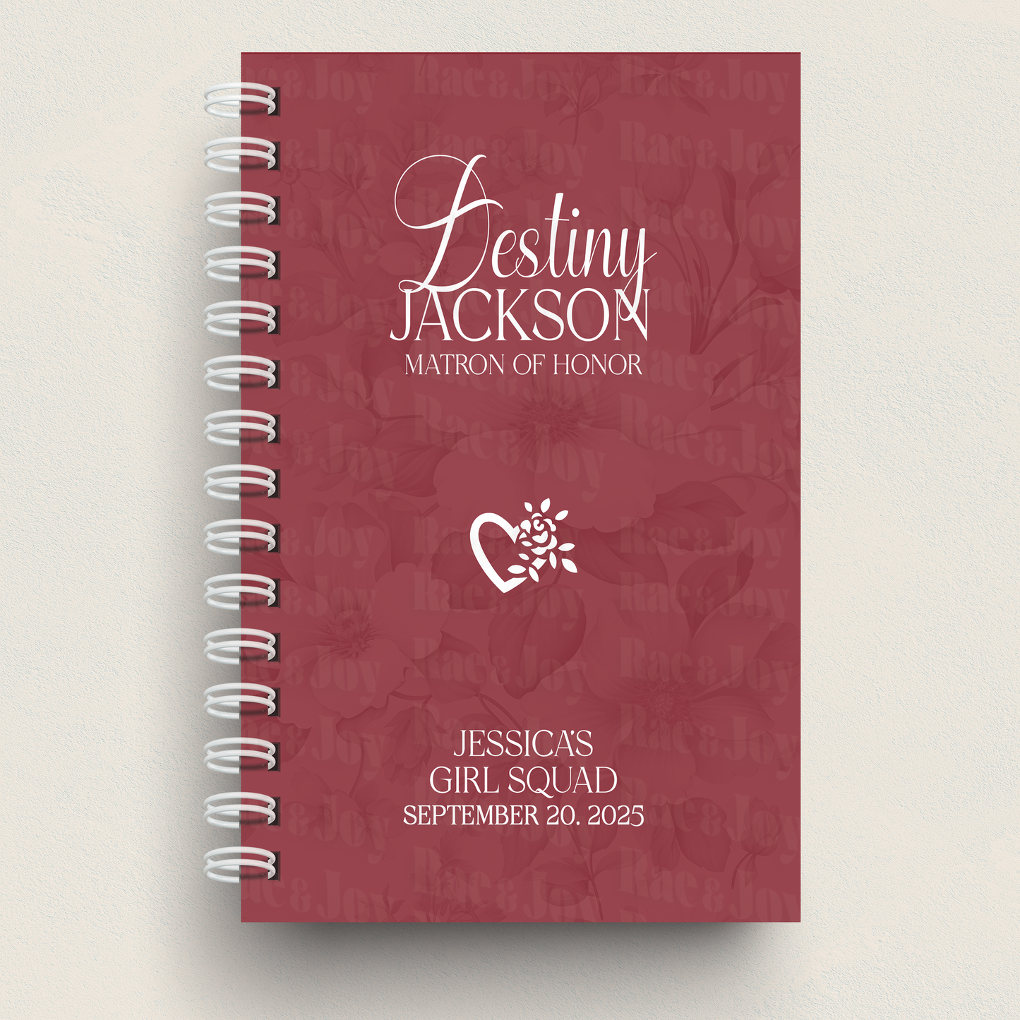 Custom Wedding Party Journal – Personalized Hardcover Gift for Bridesmaids, Maid of Honor, Mother of the Bride & More | Bridal Party Keepsake Burgundy