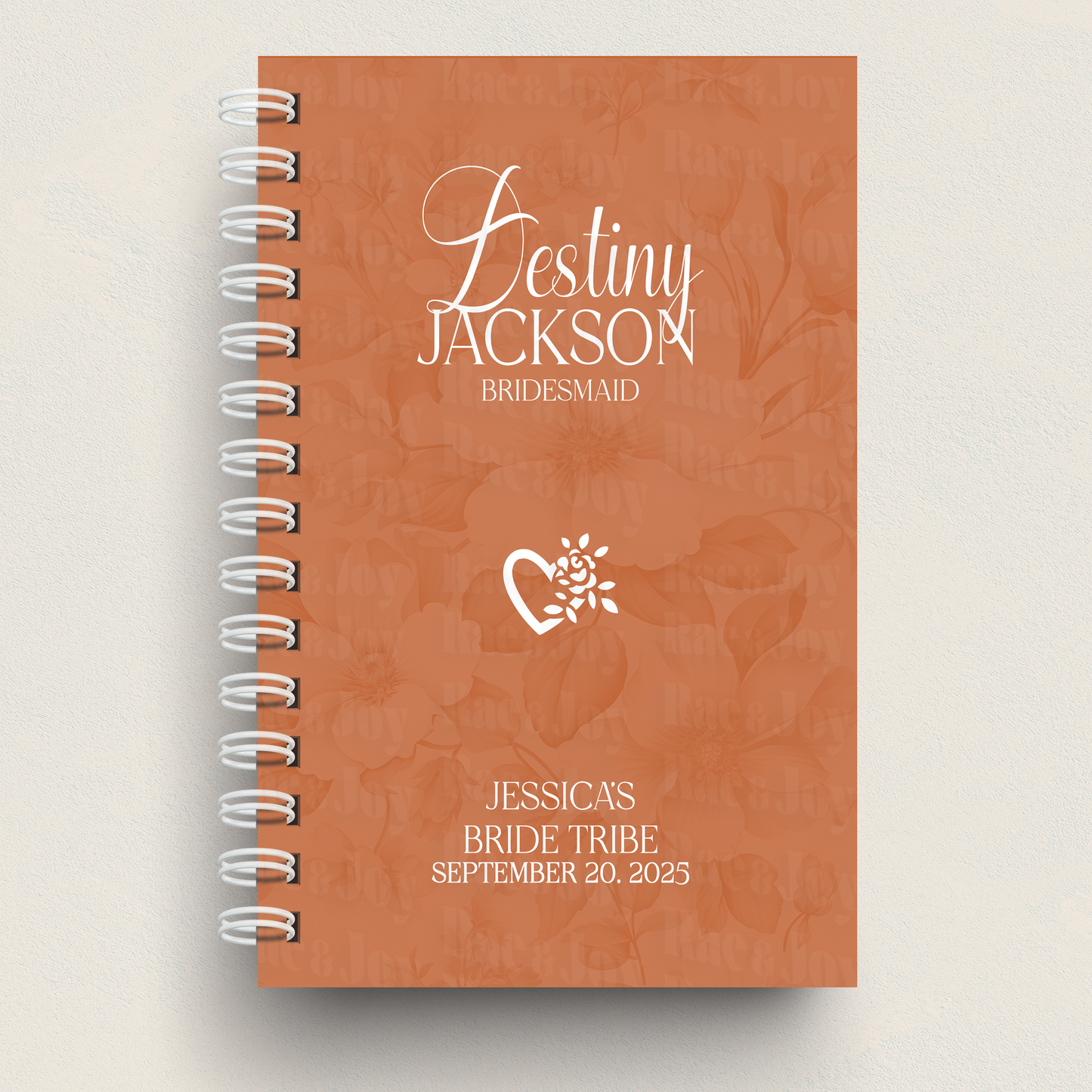 Custom Wedding Party Journal – Personalized Hardcover Gift for Bridesmaids, Maid of Honor, Mother of the Bride & More | Bridal Party Keepsake Terracotta