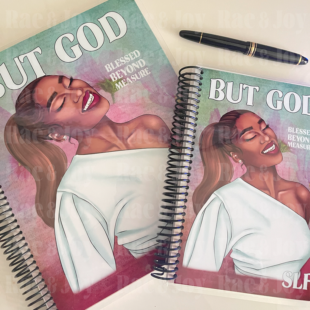 "But God" Floral Watercolor African American Woman Lined Prompted Journal | Personalized Option - Rae & Joy Journals, Planners & More