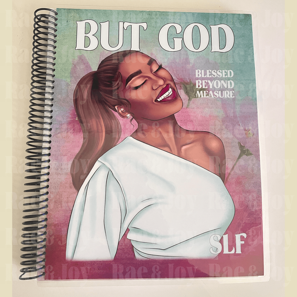 "But God" Floral Watercolor African American Woman Lined Prompted Journal | Personalized Option - Rae & Joy Journals, Planners & More