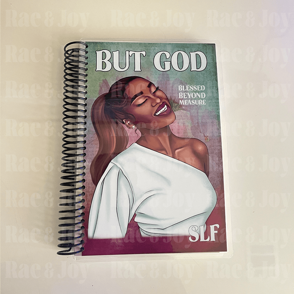 "But God" Floral Watercolor African American Woman Lined Prompted Journal | Personalized Option - Rae & Joy Journals, Planners & More