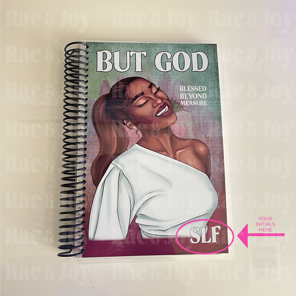 "But God" Floral Watercolor African American Woman Lined Prompted Journal | Personalized Option - Rae & Joy Journals, Planners & More