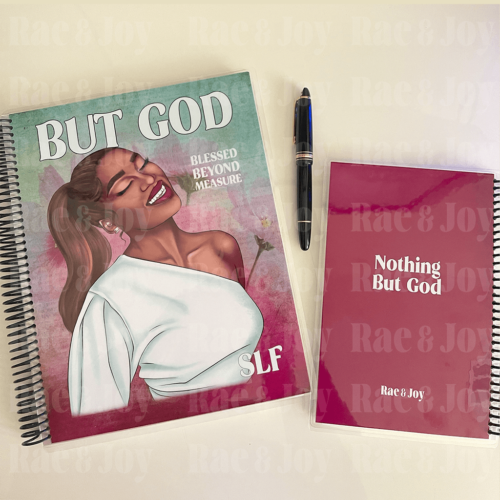 "But God" Floral Watercolor African American Woman Lined Prompted Journal | Personalized Option - Rae & Joy Journals, Planners & More