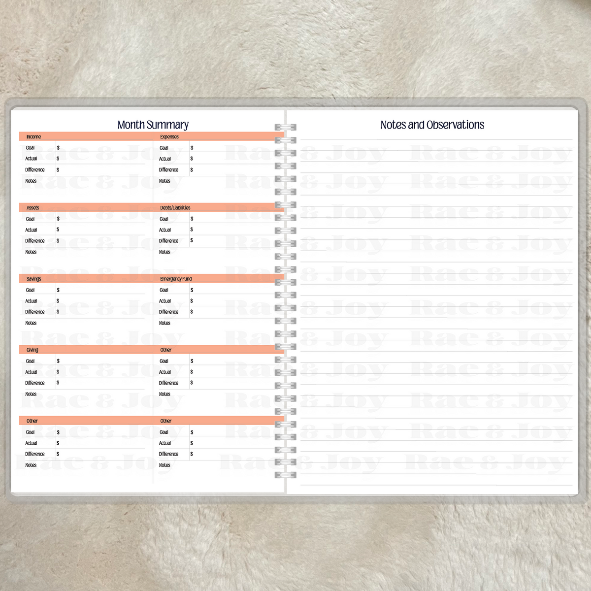 Blessed & Budgeted Financial Planner | 8.5x11 Budget & Spending Tracker