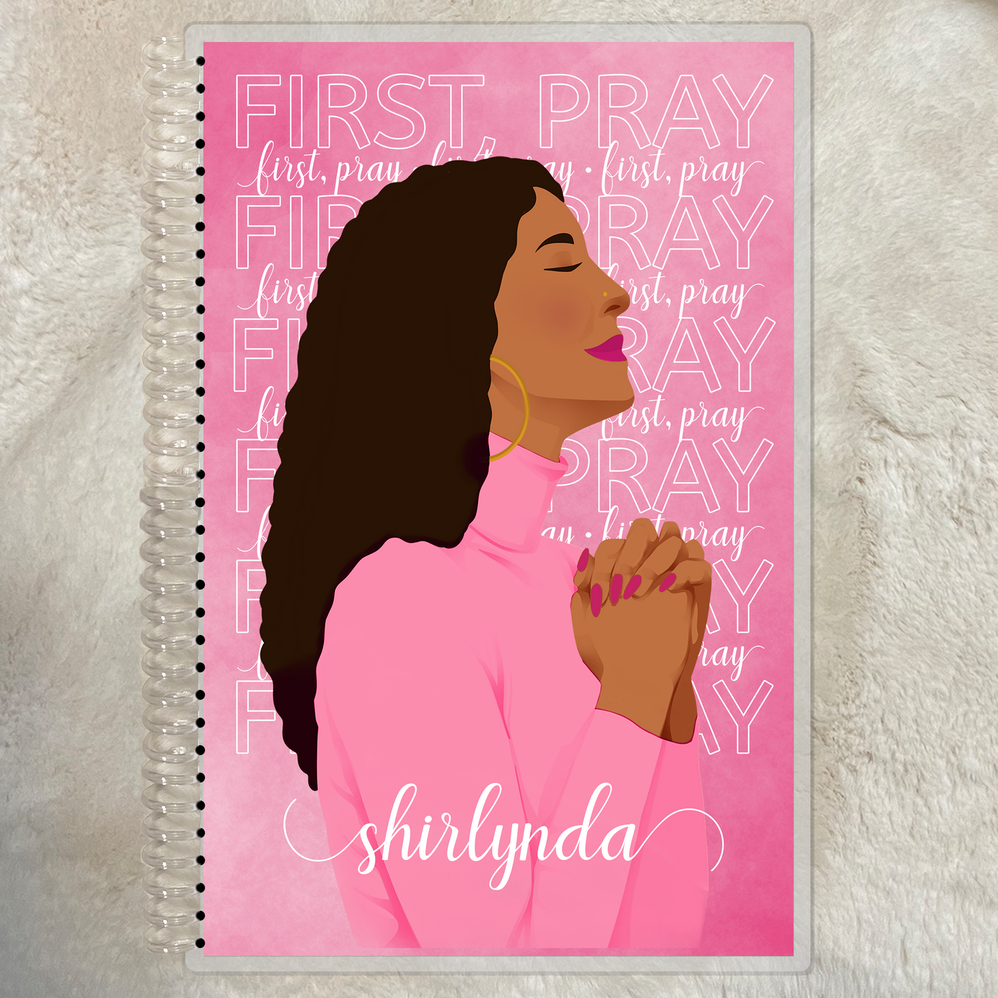 "First, Pray" Floral Watercolor Woman Prayer Lined Journal Woman | Personalized Option - Rae & Joy Journals, Planners & More