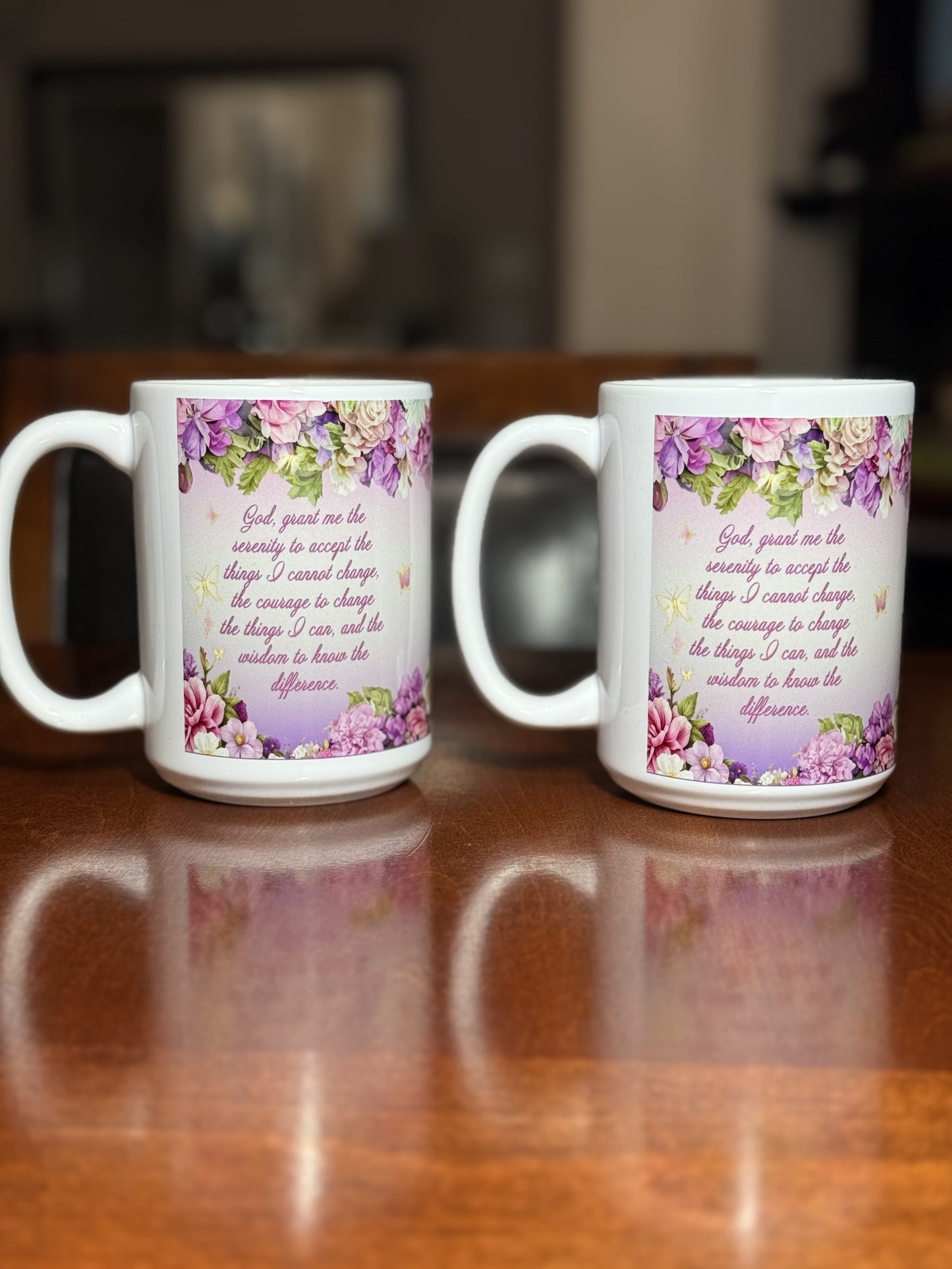 SALE - To God be the Glory Mug 15 oz Ceramic Mug Purple Floral