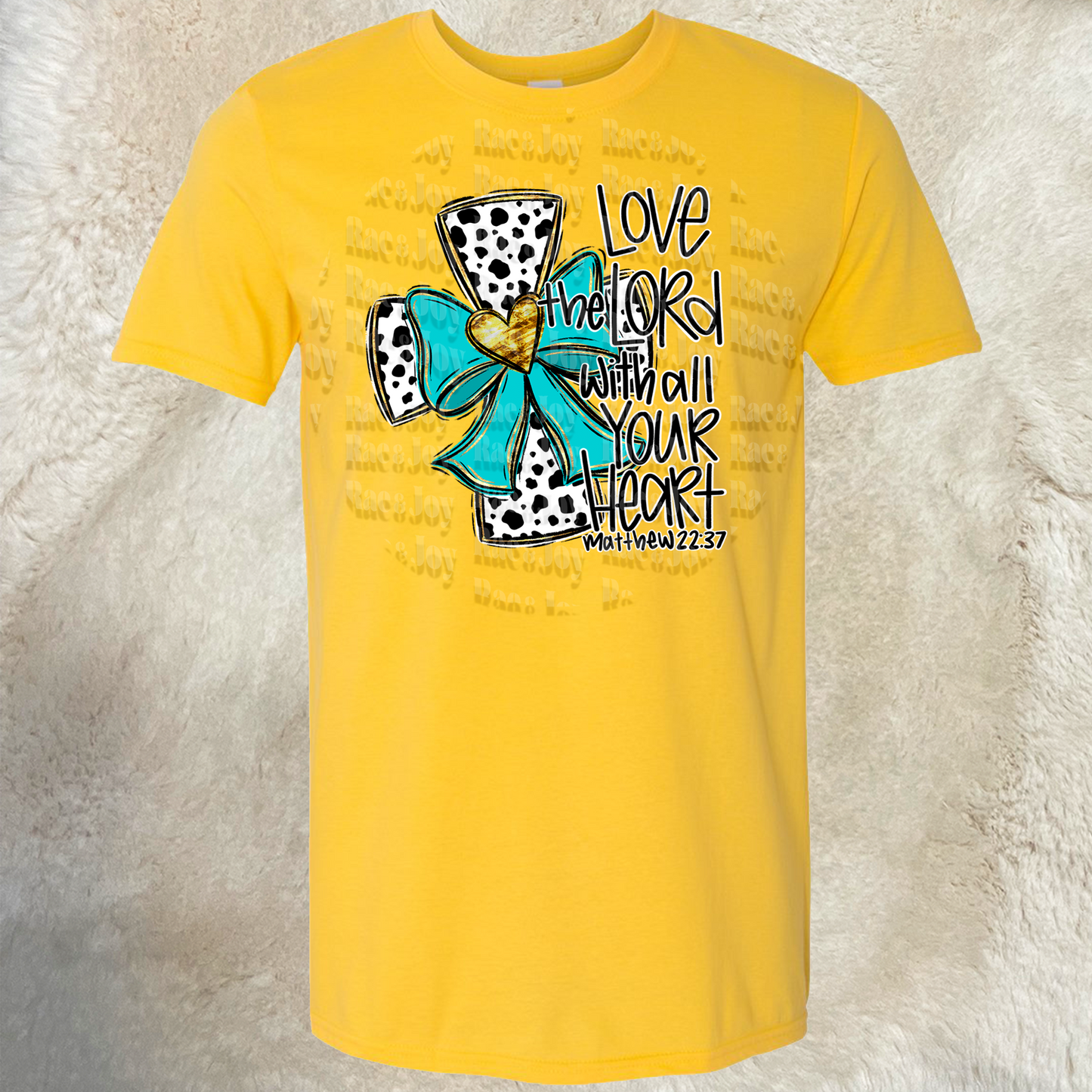 Love the Lord With All Your Heart T-Shirt – Matthew 22:37 Christian Graphic Tee (Softstyle Unisex) Daisy