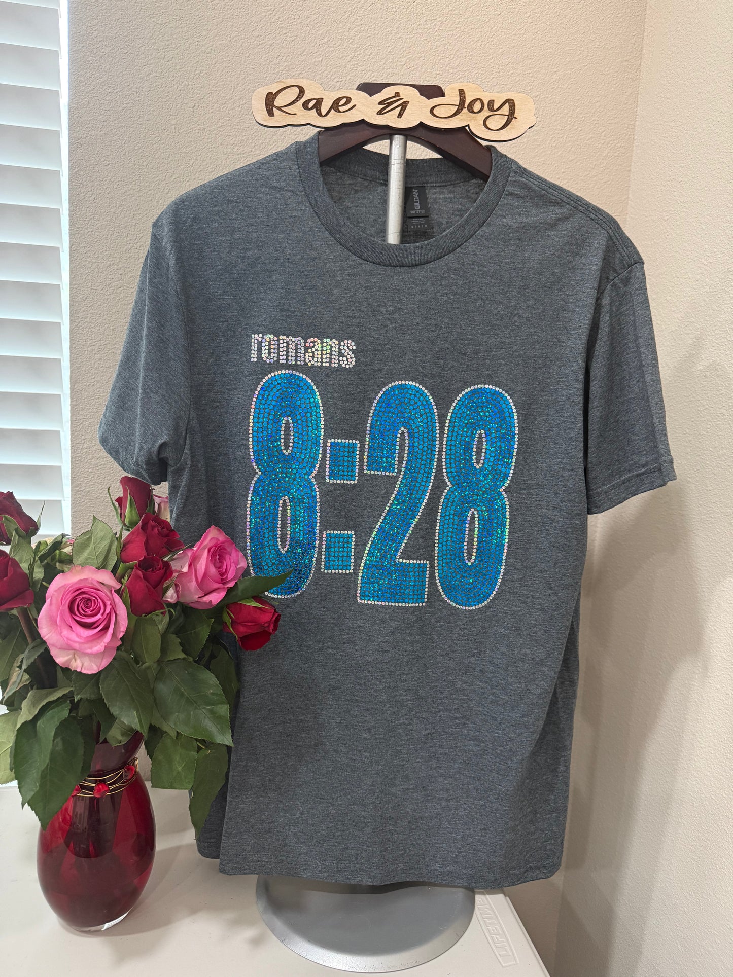 Romans 8:28 Scripture Sparkle T-Shirt | Christian Faith Tee