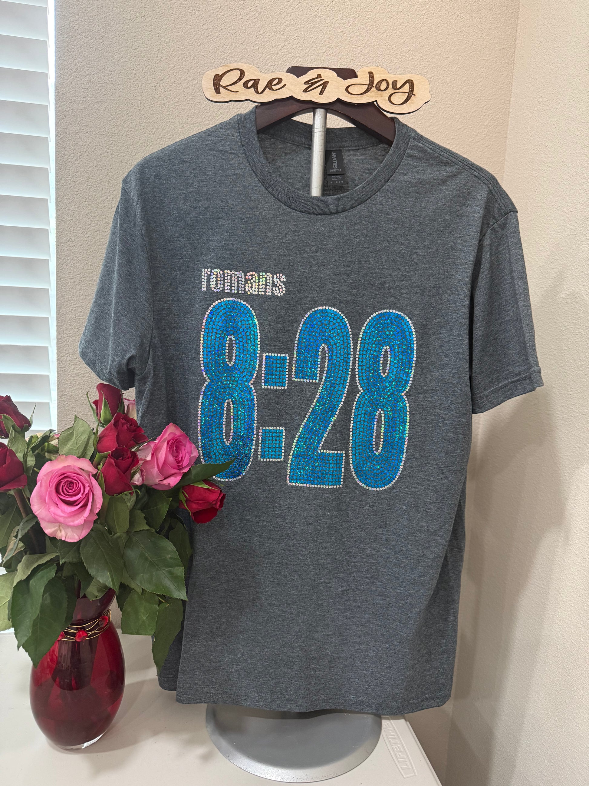 Romans 8:28 Scripture Sparkle T-Shirt | Christian Faith Tee