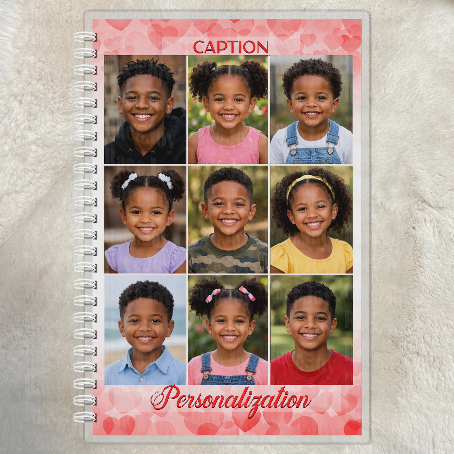 Personalized Love Photo Journal – Custom 9 Picture Heart Collage Keepsake – 5.5x8.5 Lined Notebook
