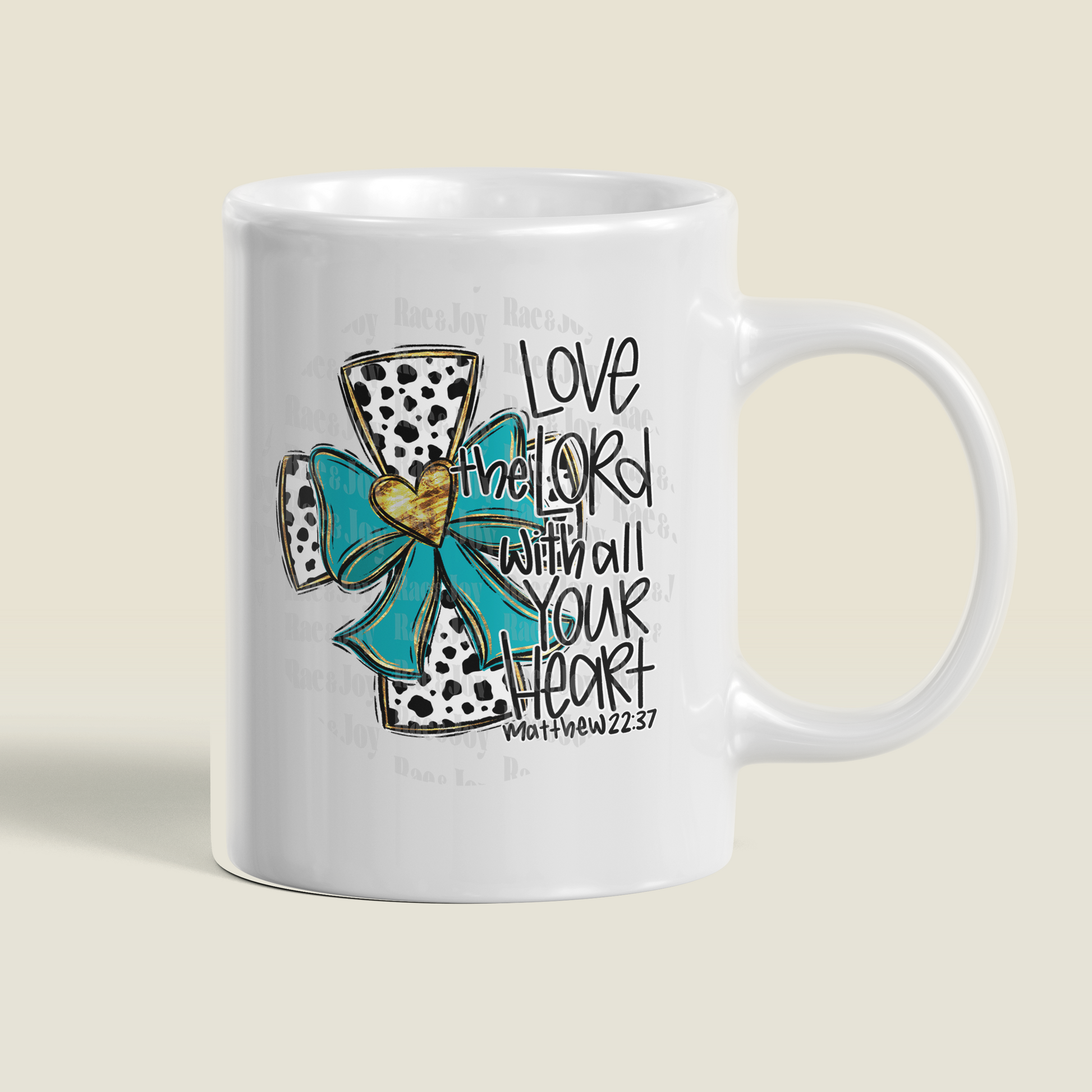 Love the Lord With All Your Heart Mug – Matthew 22:37 Christian Coffee Mug (15 oz Ceramic)