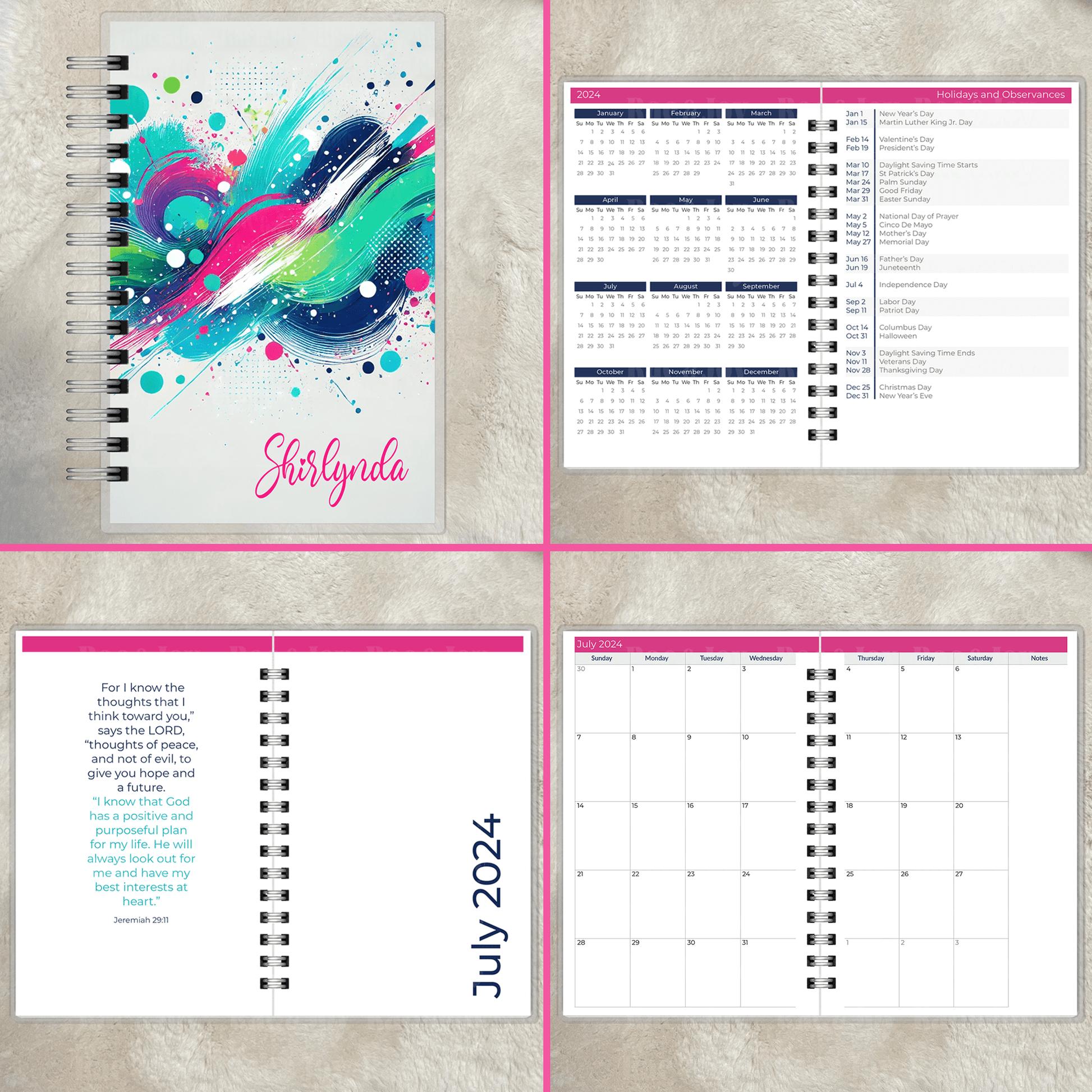 Personalized Mid-Year Planner 2024-2025 - Customizable Cover Options, Monthly Goals & Faith Reflections, Compact 5.5x8.5 - Rae & Joy Journals, Planners & More