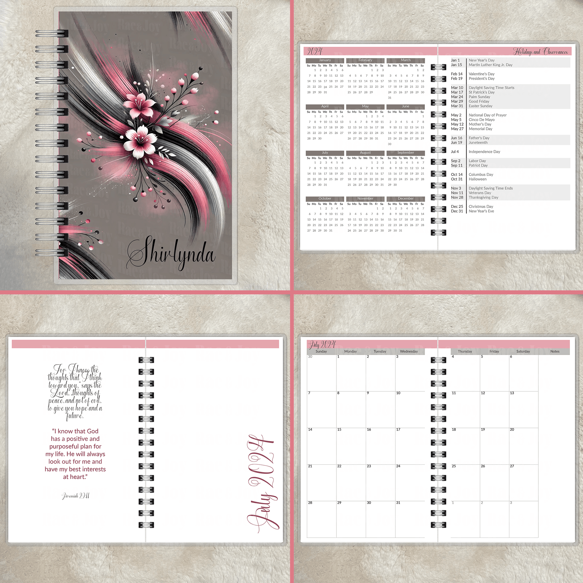 Personalized Mid-Year Planner 2024-2025 - Customizable Cover Options, Monthly Goals & Faith Reflections, Compact 5.5x8.5 - Rae & Joy Journals, Planners & More