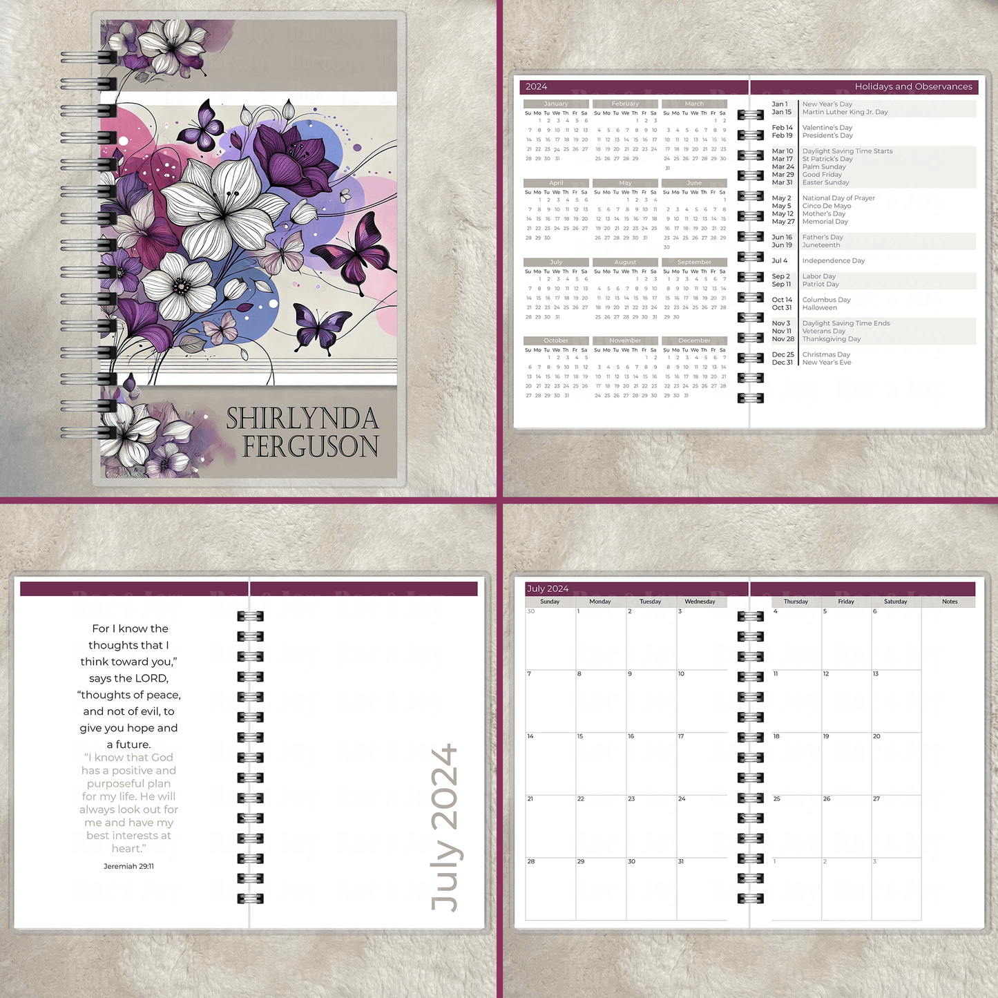 Personalized Mid-Year Planner 2024-2025 - Customizable Cover Options, Monthly Goals & Faith Reflections, Compact 5.5x8.5 - Rae & Joy Journals, Planners & More