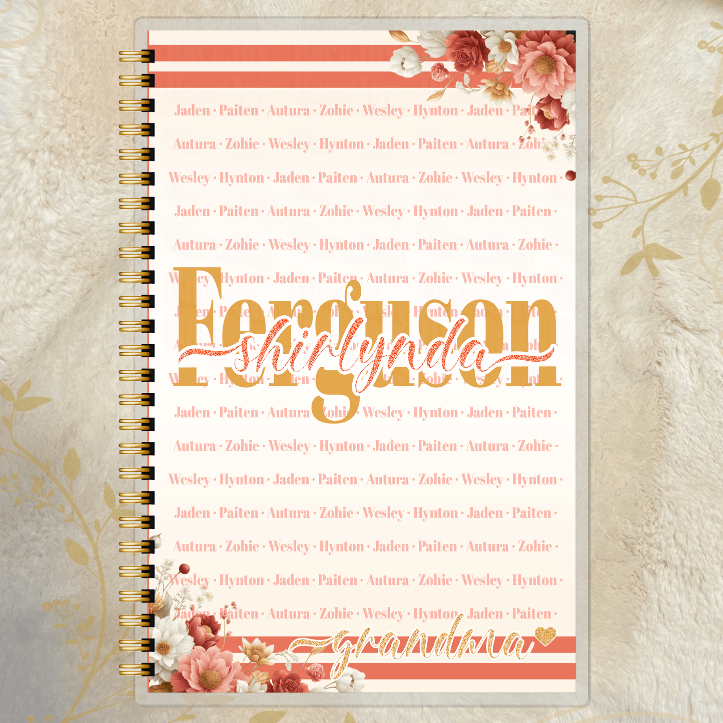 Personalized Family Love Journal - Custom Name & Title Notebook in Coral and Gold - Rae & Joy Journals, Planners & More