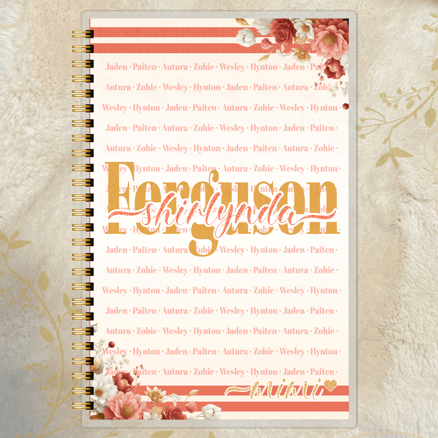 Personalized Family Love Journal - Custom Name & Title Notebook in Coral and Gold - Rae & Joy Journals, Planners & More