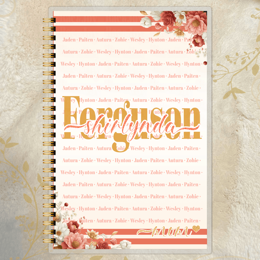 Personalized Family Love Journal - Custom Name & Title Notebook in Coral and Gold - Rae & Joy Journals, Planners & More