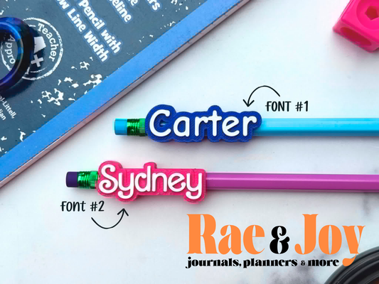 Rae & Joy Selects | Personalized Pencil Name Toppers (Set of 2)