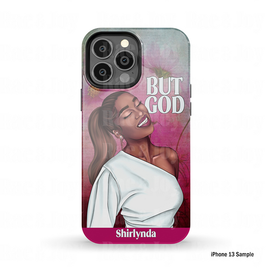 "But God" iPhone Phone Case | African American Woman Phone Case | iPhone 15 Pro Max MagSafe 14 Plus 12 13 Custom Name | Personalized - Rae & Joy Journals, Planners & More