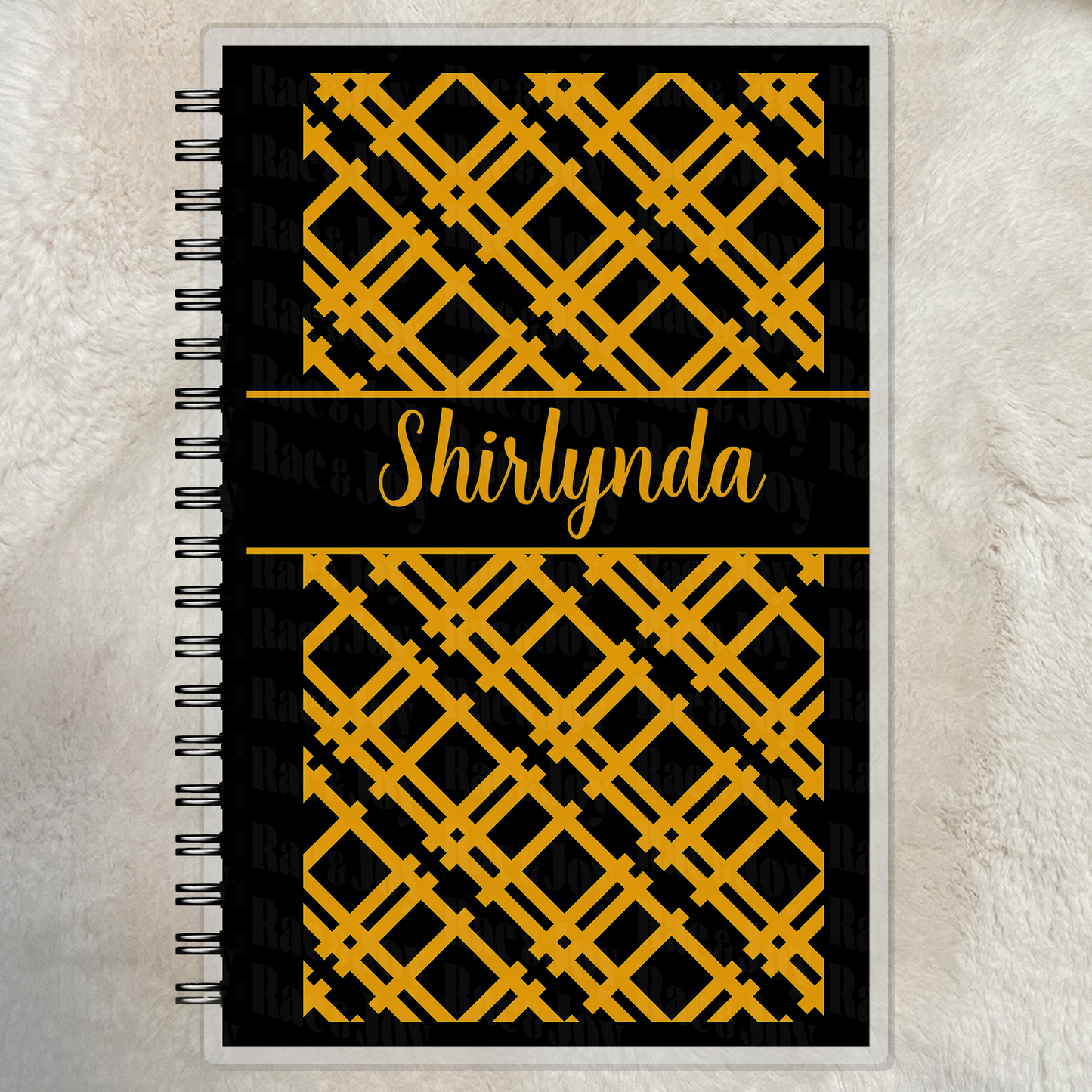 Reflections Personalized Lined Christian Journal | Faith Journal & Notebook | Available in 11 Plaid Colors Black Gold