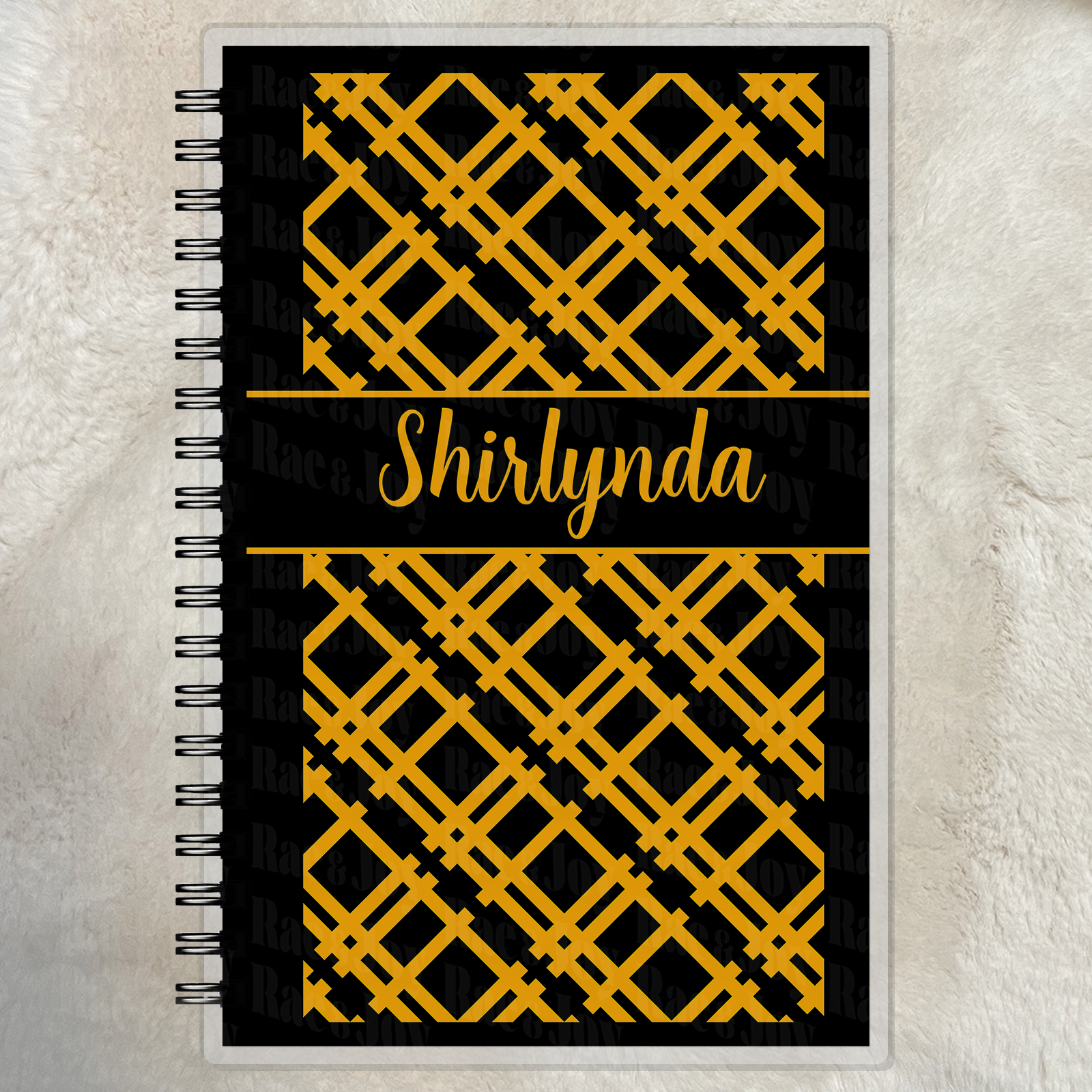 Reflections Personalized Lined Christian Journal | Faith Journal & Notebook | Available in 11 Plaid Colors Black Gold