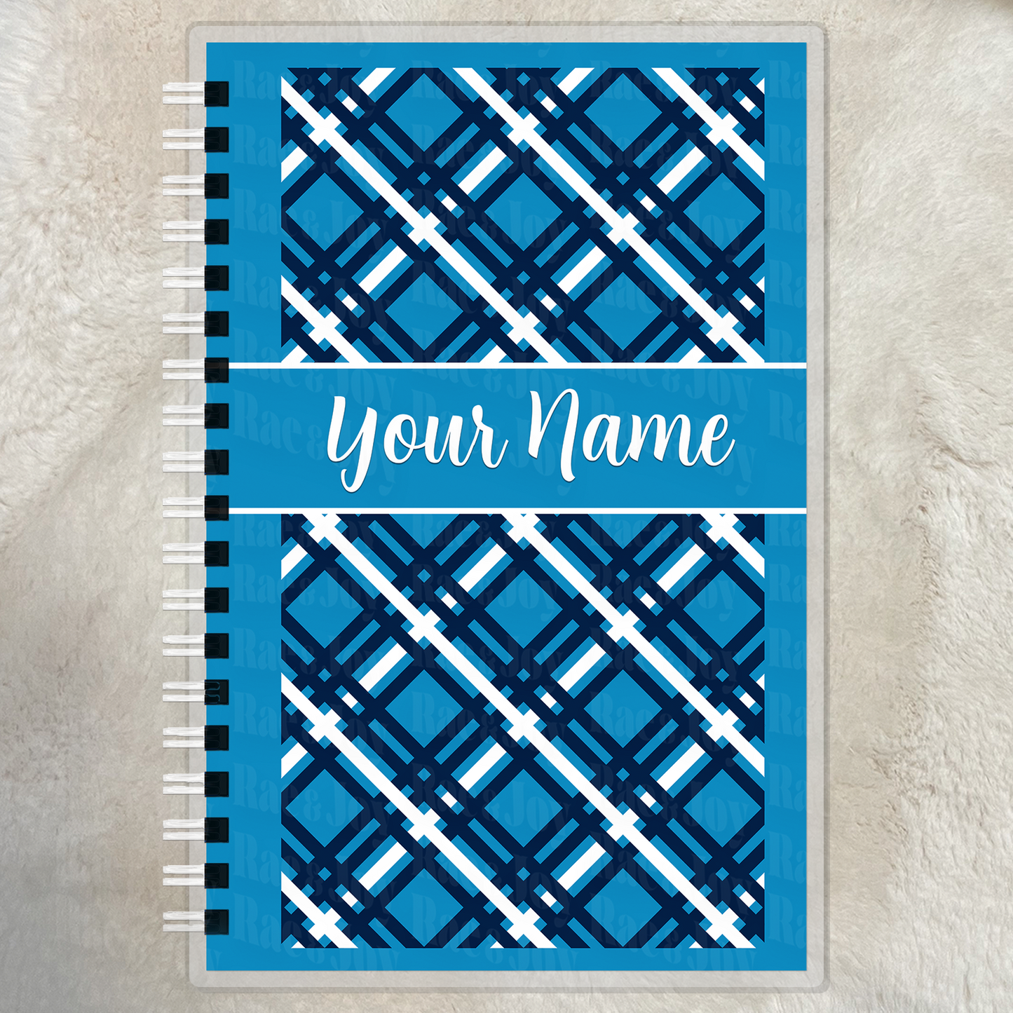 Reflections Personalized Lined Christian Journal | Faith Journal & Notebook | Available in 11 Plaid Colors Blue White