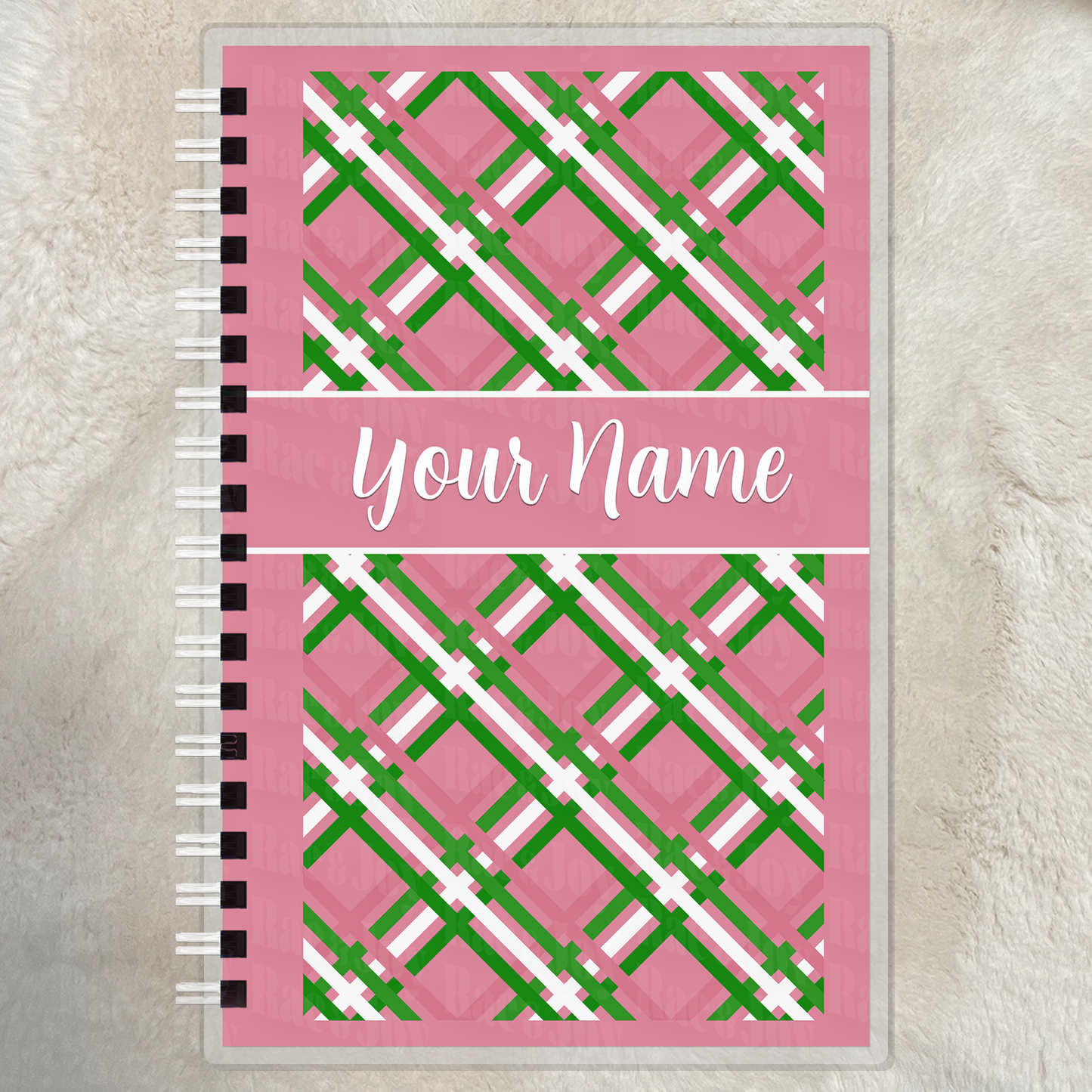Reflections Personalized Lined Christian Journal | Faith Journal & Notebook | Available in 11 Plaid Colors Pink Green White