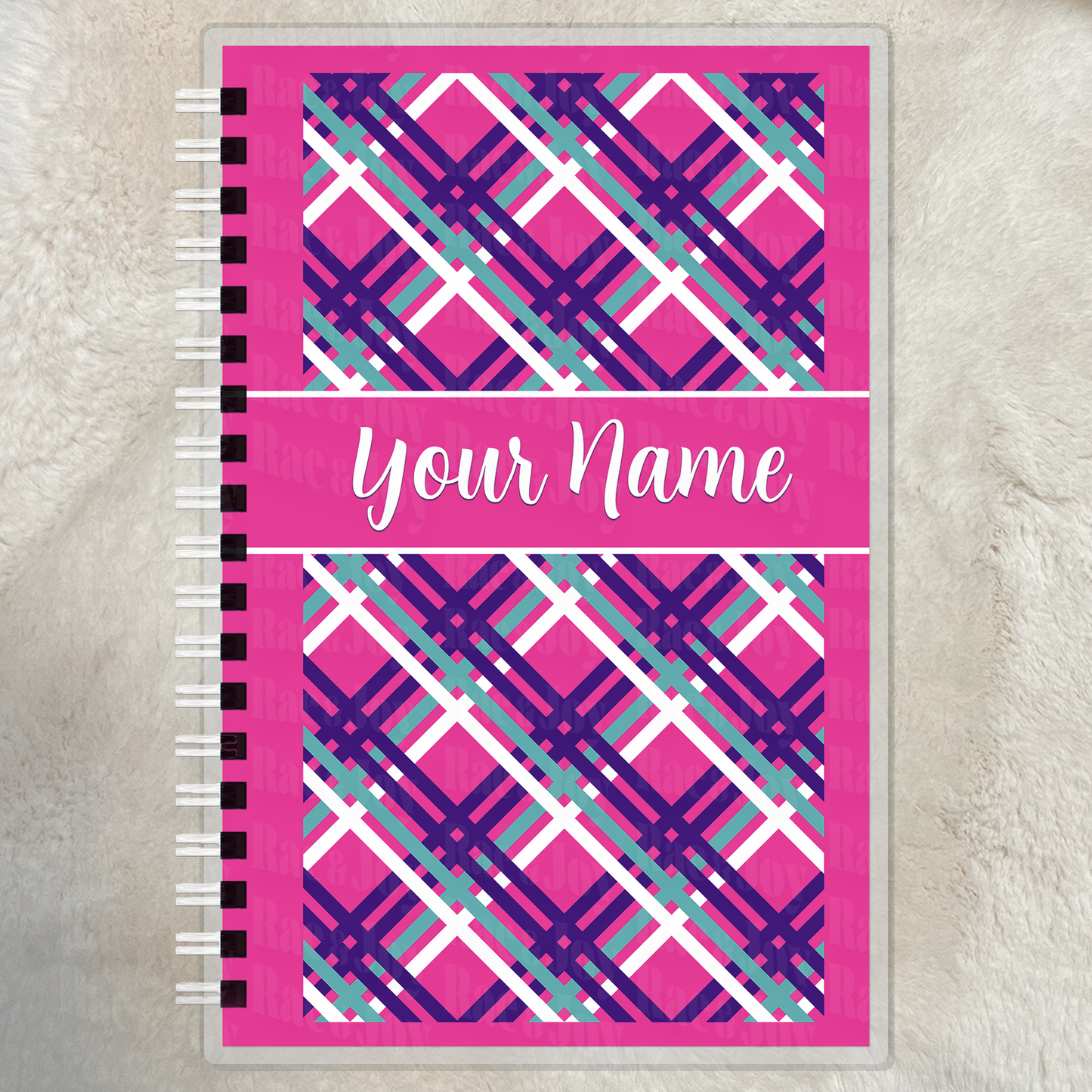 Reflections Personalized Lined Christian Journal | Faith Journal & Notebook | Available in 11 Plaid Colors Pink Blue Teal White