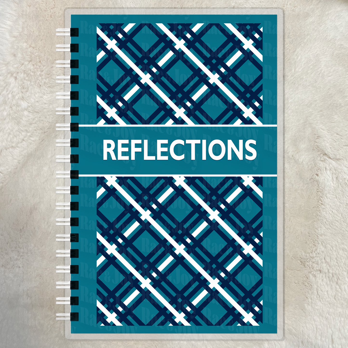 Reflections Personalized Lined Christian Journal | Faith Journal & Notebook | Available in 11 Plaid Colors Deep Sky Blue Navy White
