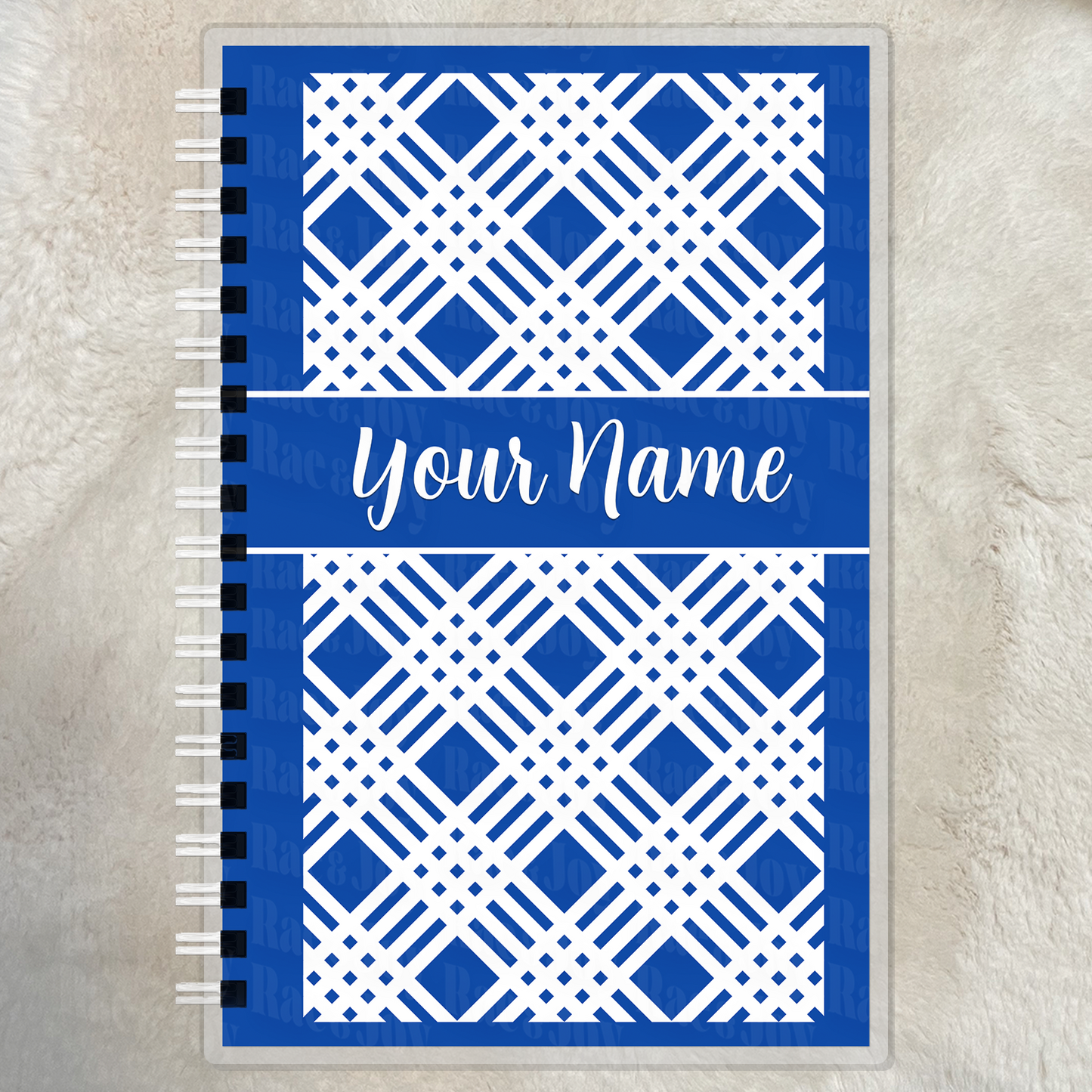 Reflections Personalized Lined Christian Journal | Faith Journal & Notebook | Available in 11 Plaid Colors Royal White